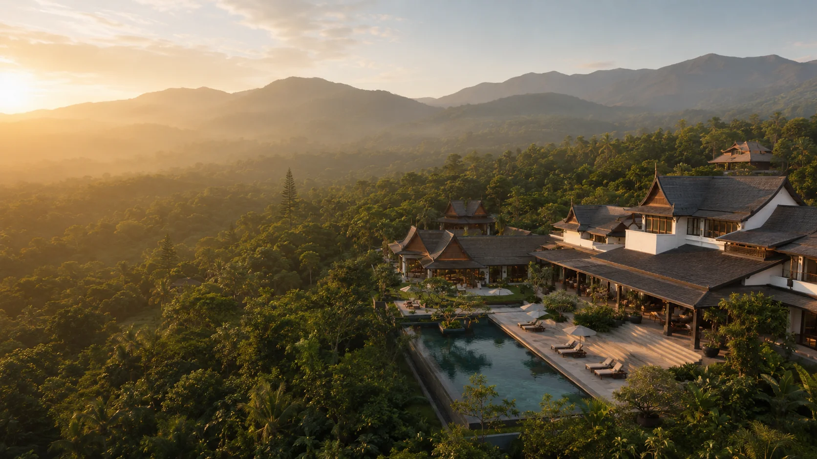 Aerial view of the resort in Mae Rim
