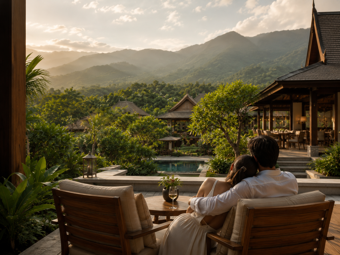 Couple enjoying the mountain view at Lanna Valley Retreat